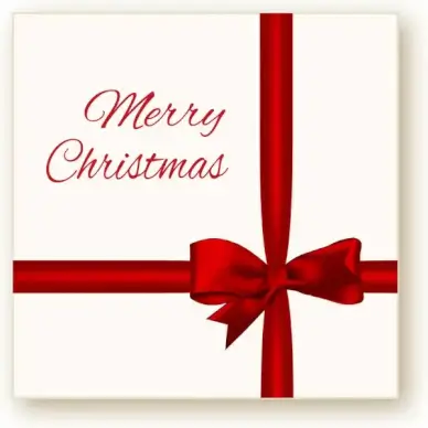 christmas card with red bow background