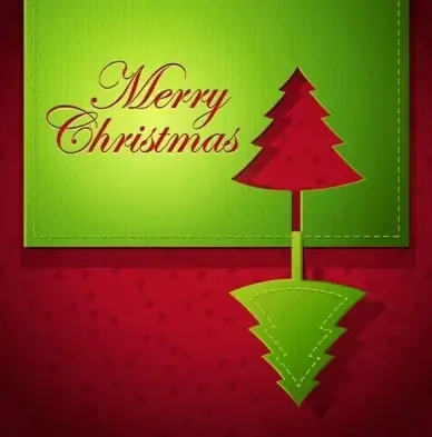 christmas card background elegant symmetric papercut fir tree