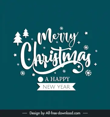 christmas decor typography template flat elegant classical calligraphic texts snowflakes fir trees outline 
