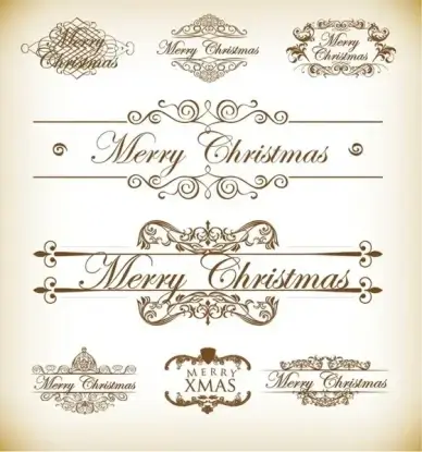 christmas decoration calligraphic and typographic elements