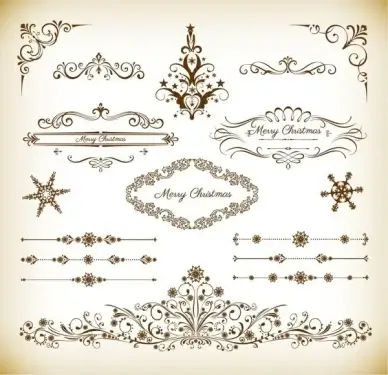 christmas decoration floral elemenets vector collection