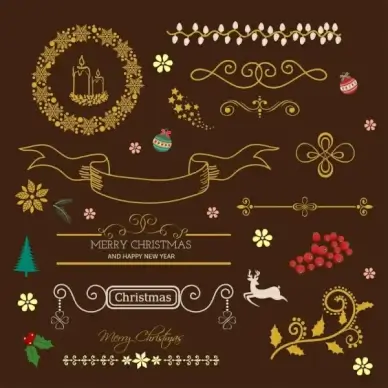 christmas border decorative design elements classical decor