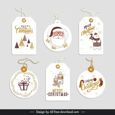 christmas gift tags collection cute handdrawn xmas symbols