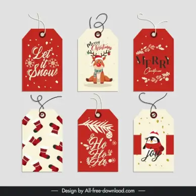 christmas gift tags collection cute xmas elements decor