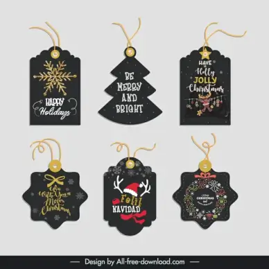 christmas gift tags collection dark xmas symbols