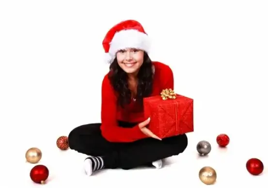 christmas girl with gift