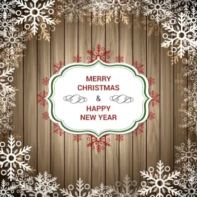 christmas greeting on wooden planks with snowflakestexture