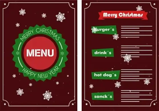 christmas menu design snowflakes on dark background