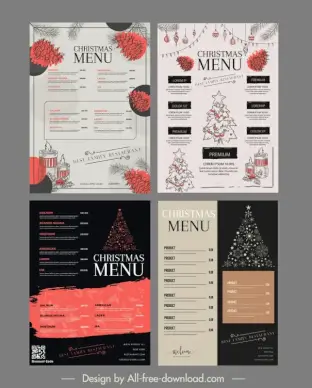 christmas menu design templates elegant classic 