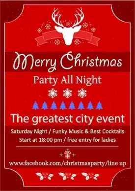 christmas party leaflet on red background