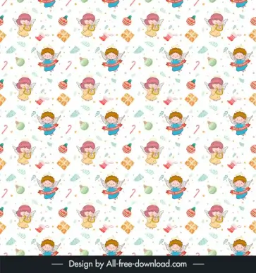 christmas  pattern template cute repeating angels xmas elements decor