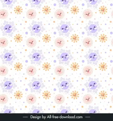christmas pattern template cute stylized snowflake faces sketch repeating design 