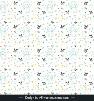christmas pattern template repeating angels stars leaf decor