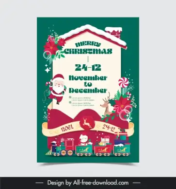 christmas poster template cute xmas elements