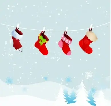 Christmas retro stockings in winter nature