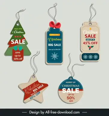   christmas sale tags template flat classical shapes design xmas elements decor