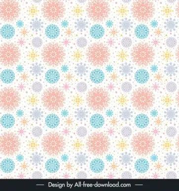 christmas seamless pattern template colorful symmetric snowflakes shapes decor