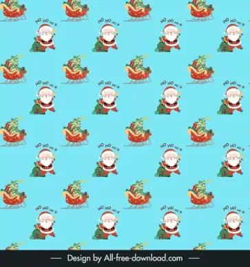 christmas seamless pattern template cute cartoon  santa claus repeating sleighing gifts decor