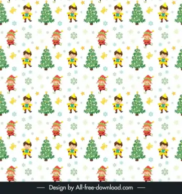 christmas seamless pattern template cute funny kids fir trees snowflakes decor
