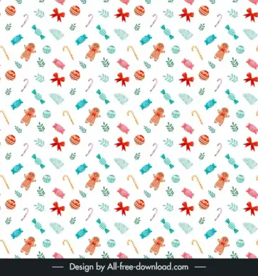 christmas seamless pattern template  elegant repeating leaf knot cookies candies decor 