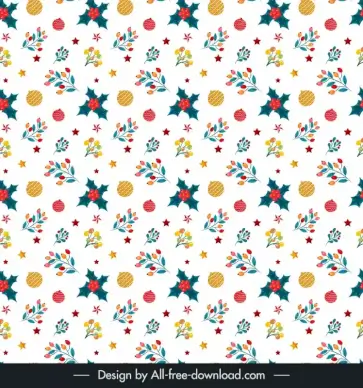 christmas seamless pattern template elegant repeating leaves decor elements