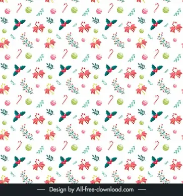 christmas seamless pattern template repeating flowers candies decor