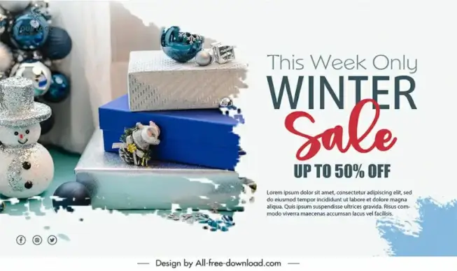 christmas shop sale poster template realistic xmas elements decor
