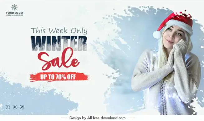 christmas shop template sale poster realistic woman expression decor