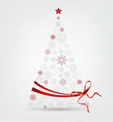 Christmas tree made from snowflakes and ribbon
