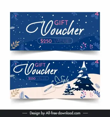 christmas voucher templates elegant classic winter scene 