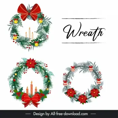 christmas wreath collections classical flowers baubles knot decor