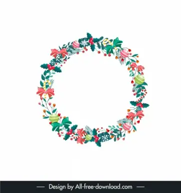 christmas wreath concept design elements flora circle sketch