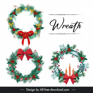 christmas wreath design elements collection elegant classic