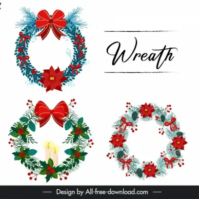 christmas wreath design elements collection elegant classic