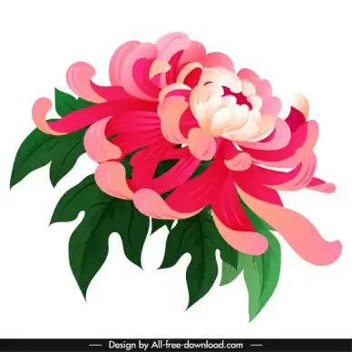 chrysanthemum petals painting colorful classical 3d sketch