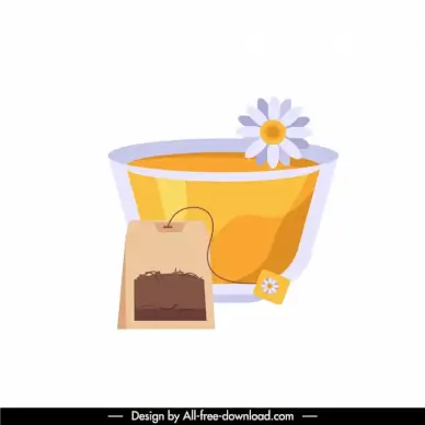 chrysanthemum tea icon flat classical elegant cup flower decor