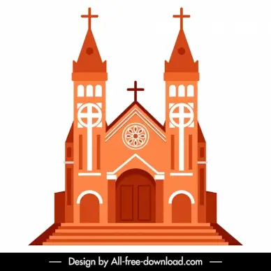 church architecture sign icon flat elegant western decor