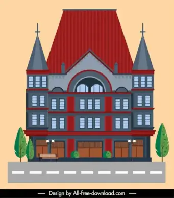 church architecture template elegant classic symmetric design