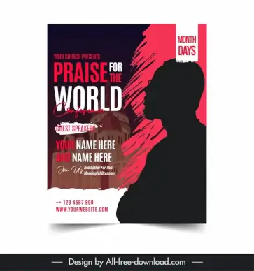 church flyer template dark silhouette 