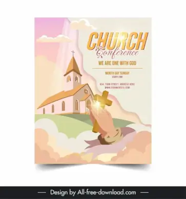 church flyer template sparkling elegant decor 