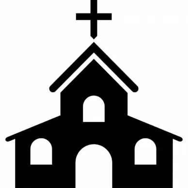 church sign icon flat black white geometric sketch