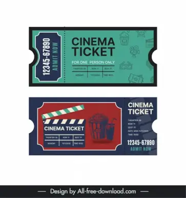 cinema tickets template  flat classic contrast film elements