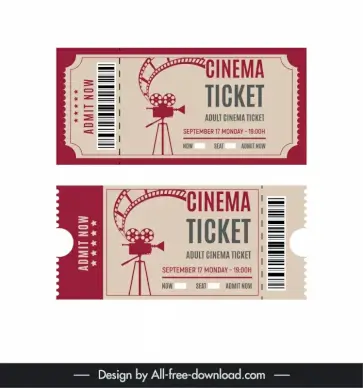 cinema tickets template flat retro