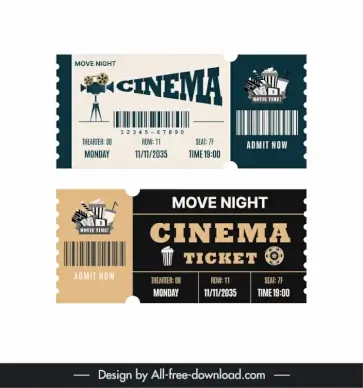 cinema tickets templates classical horizontal 