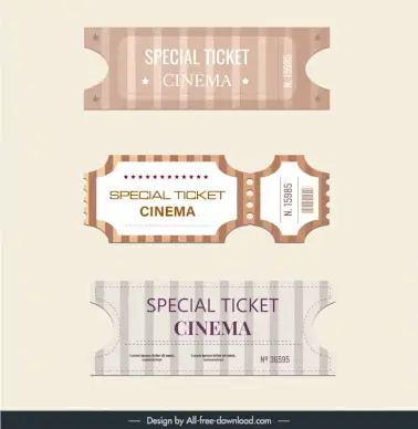 cinema tickets templates elegant papercut shapes