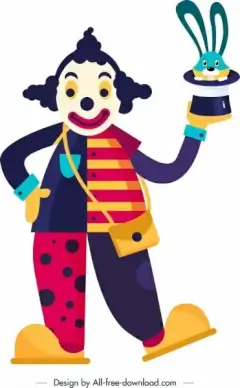 circus background clown rabbit hat magic icons