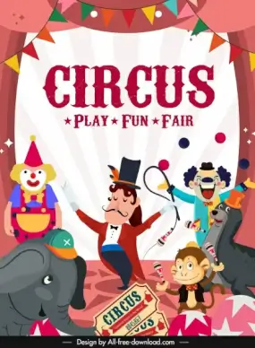 circus banner funny dynamic design stage performance sketch