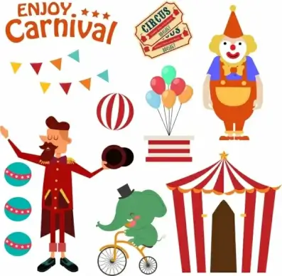 circus design elements multicolored symbols