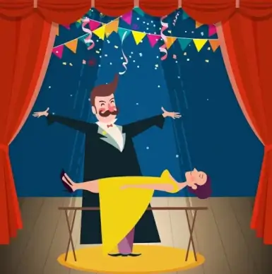 circus drawing magic performance colored cartoon