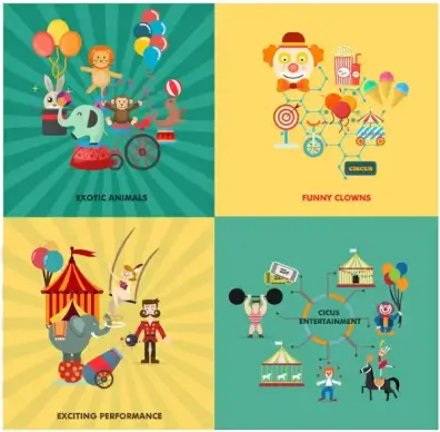 circus promotion banners design with various styles